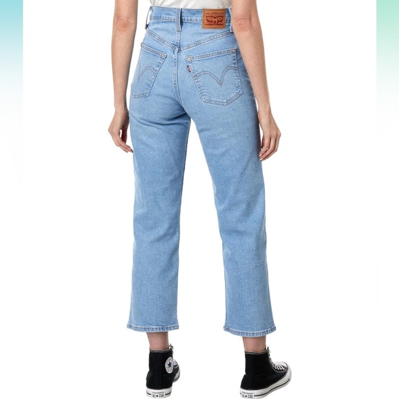Levi's Womens Ribcage Straight Ankle Ambrey Blue Denim Jeans Size: 25 - Picture 2 of 9
